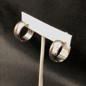 Monet silver tone clip on hoop earrings